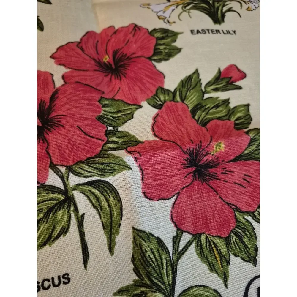 💥 Large Irish Linen Tea Towel-Tropical Flowers By Ulster #5863. 19x29 Inches Cu